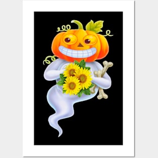 Halloween Costume Sunflower Funny Pumpkin Ghost Posters and Art